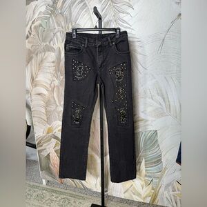 International Laundry men black denim jeans pants with gold studs
